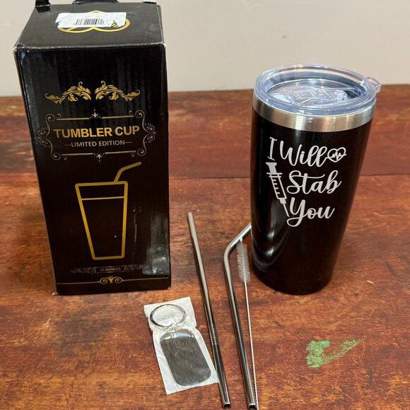 Nurse Coffee Tumbler 20 oz "I Will Stab You" - Picture 1 of 3